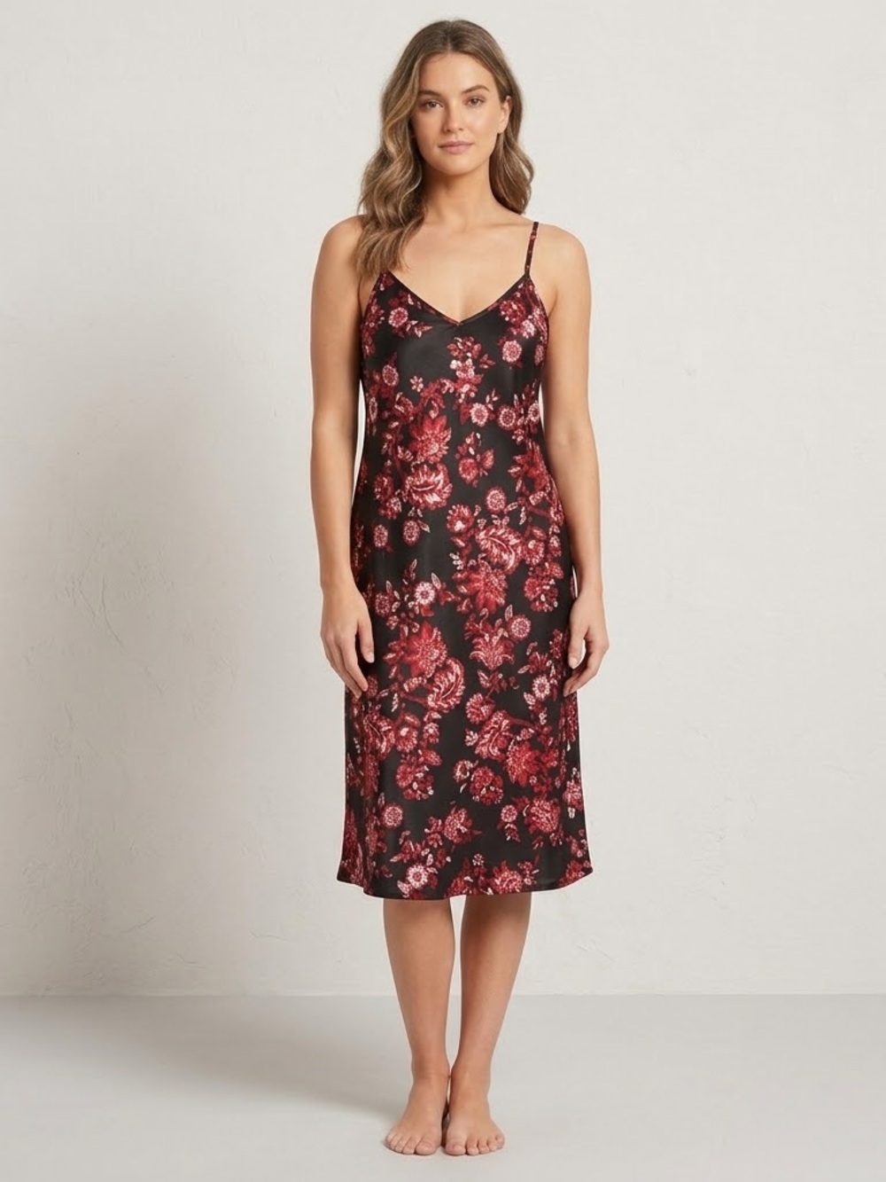 Cabernet Floral Satin nightgown Slip